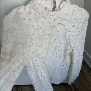White Floral Lace Blouse